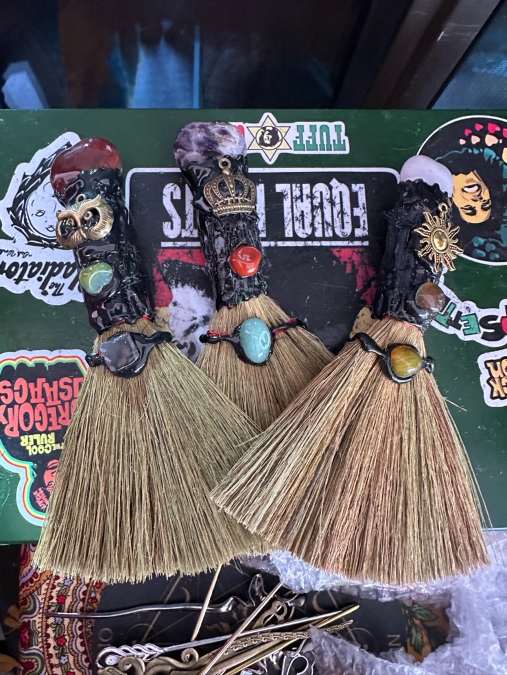 Intuitive Besom Broom | Mini Ritual Broom | Crystal Adorned Witch Broom